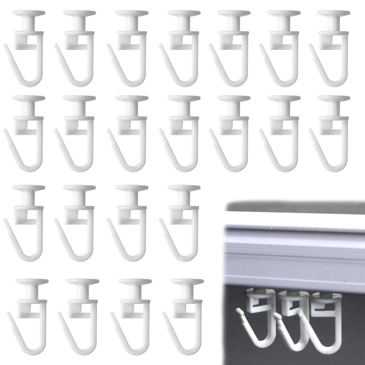 Vhpnwjob White 100 Pcs Curtain Gliders For Window, Curtain Rails Sliding Hooks, Plastic Curtains Track Glider Hooks Curtains Hook 11 Mm For Door And Rail