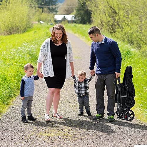 BABY JOY Foldable Tandem Stroller, Double Seat Baby Pram w/Adjustable Backrest, Push Handle and Footrest, Toddler Stroller with Safety Wheels, 5 Points Safety Belts for Twin Infant New Born (Black) - Image 5