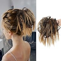 Vista 14 de KETHBE Moño desordenado, moño sintético despeinado, cola de caballo corta con banda elástica de goma para mujeres (negro)