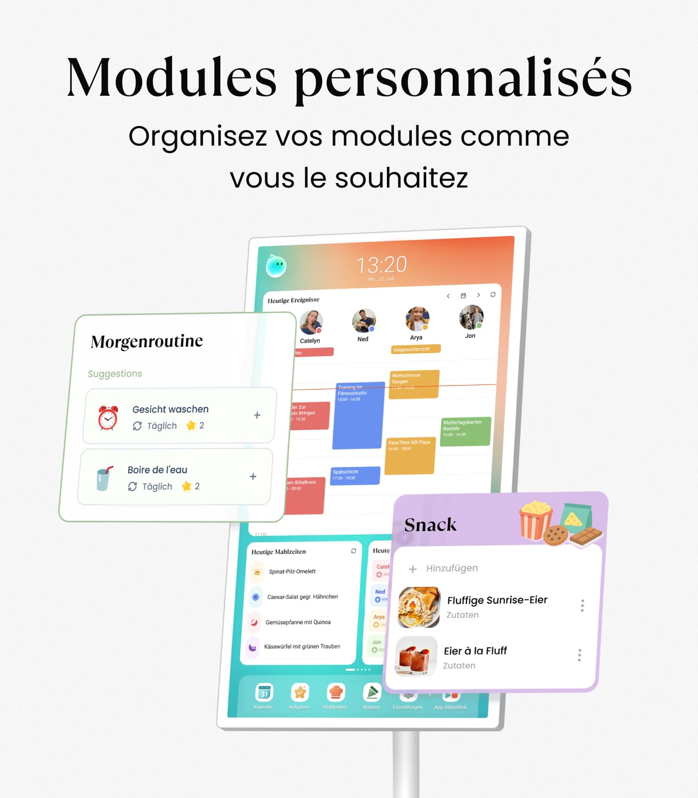 Cozyla Calendar Plus Go: 32" Mobiler Digitaler Kalender mit Akku & Rollen | Google Play Store, Anpassbares Dashboard, Sprachassistent, Echtzeit Kalender-Sync, Aufgaben & Belohnungen, Essensplanung