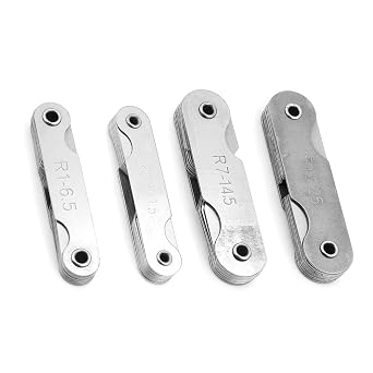 Yctze 4 Piece Set of Stainless Steel Radius Fillet Measuring Tools for Precision Measurements Including R0.3-1.5/ R1-6.5/ R7-14.5/ R15-25 - Ideal for Machinists