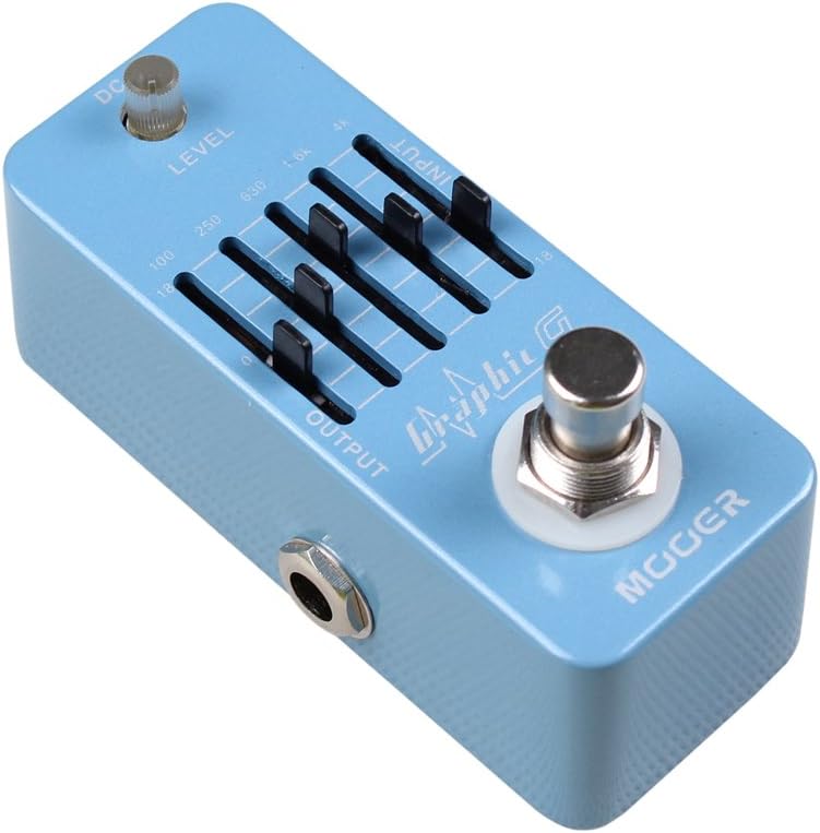 MOOER Micro EQ equalizer pedal, 100 Hz ~ 4 kHZ range, 5 banks adjustment and global gain adjustment (G graph)