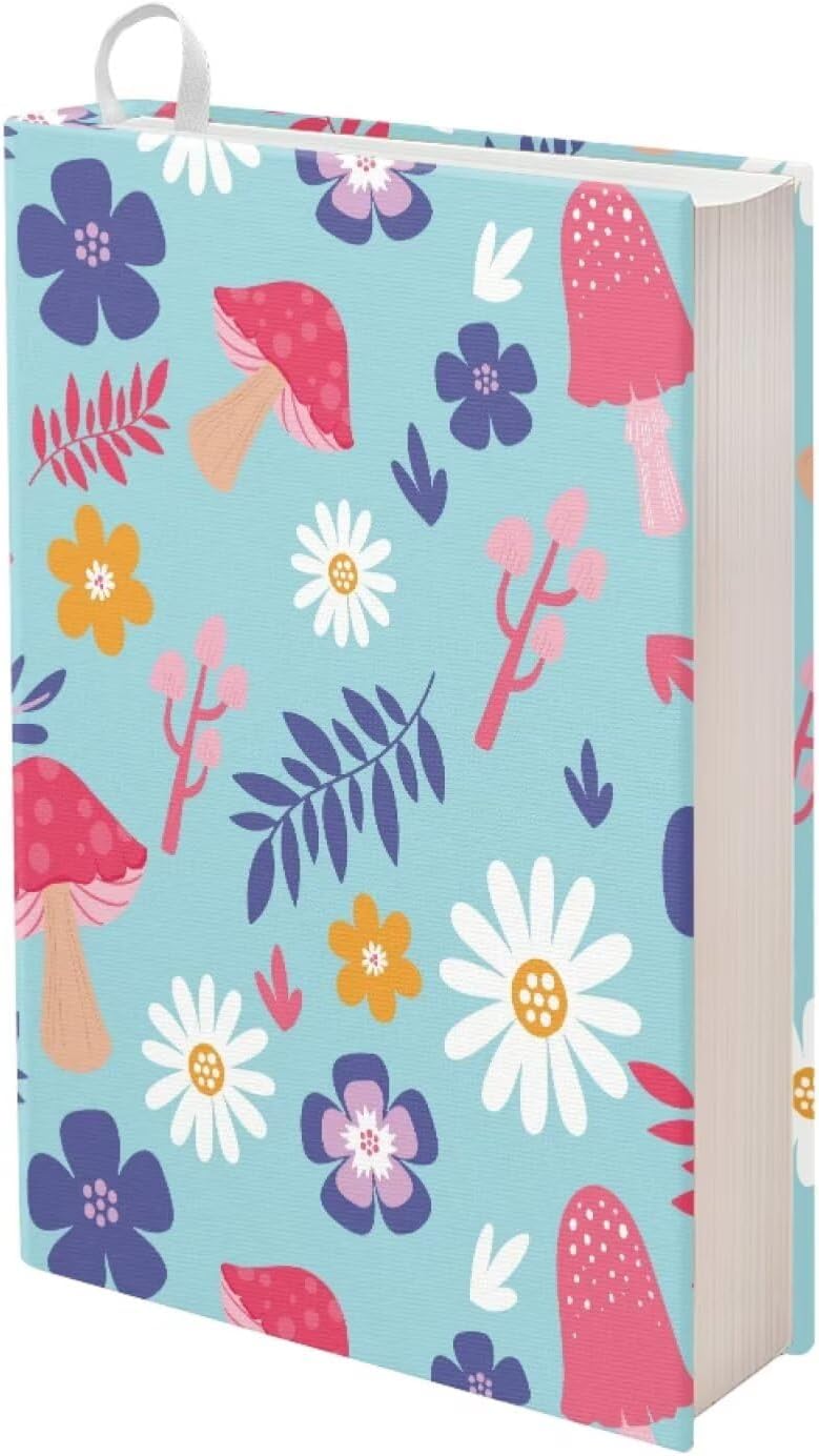 Mushroom Washable Stretchable Book Covers for Hardcover 9x11inch Durable Book Sleeve Cover Kawaii Reusable Protective Cover for Kids Girls Teen Cloth Book Cover
