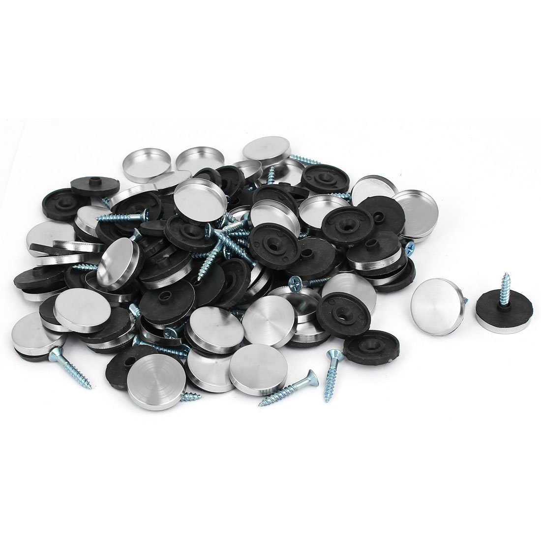 Aexit Glass Table quality Parts 304 Stainless Steel Mirror Screws Cap Cover Nails 22mm Dia 80PCS Model:71as45qo226