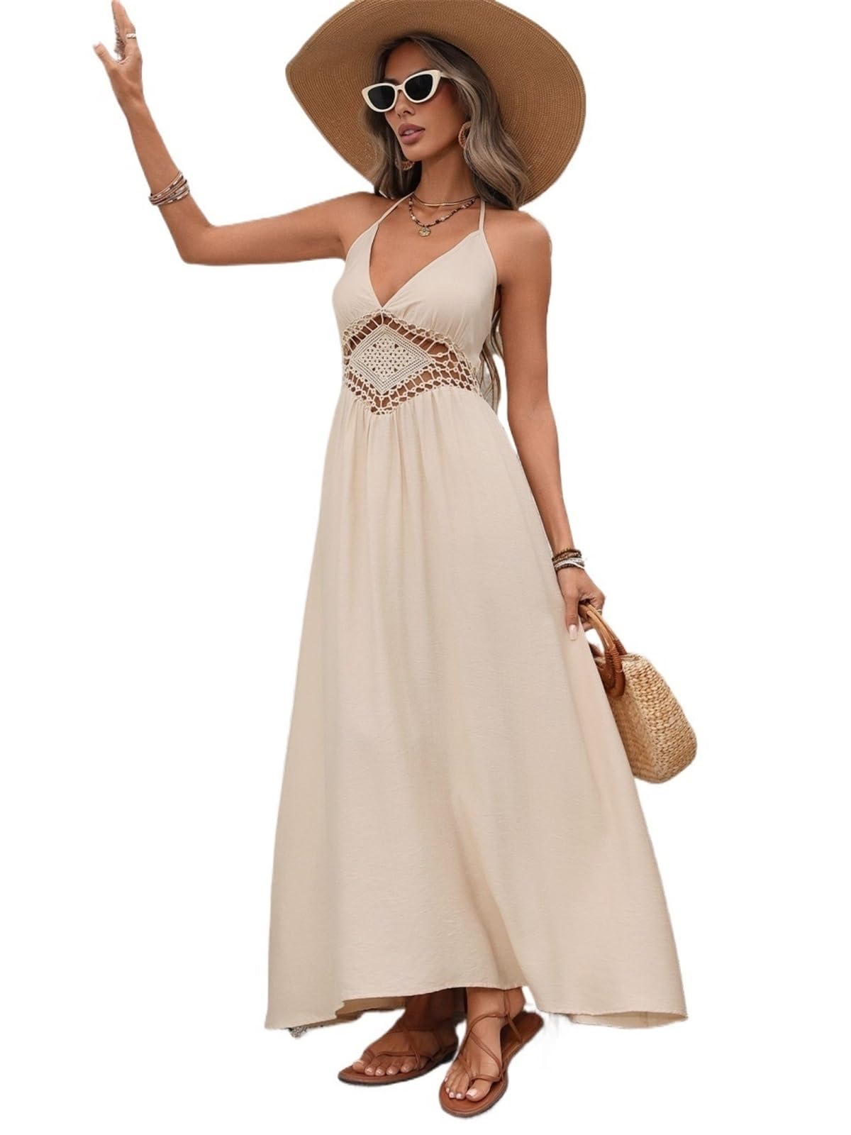 Robe dos nu avec nœud papillon col licou coupe trapèze - 8