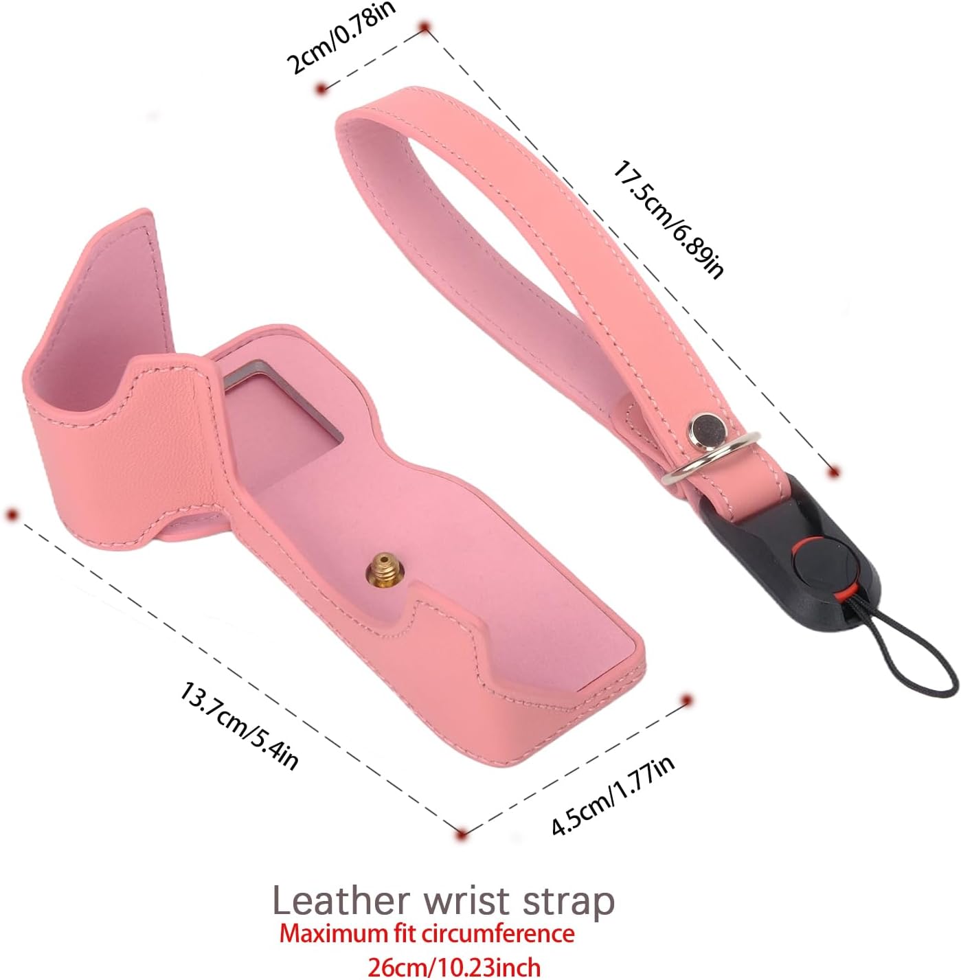 Bowan for Sony A7 Mark IV Camera Case,Handmade Genuine Real Leather Half Camera Case Bag Cover for A7IV A7M IV A7M4 A7 Mark IV A7RV A7R5 Camera Bottom Opening Version + Hand Strap (Pink)