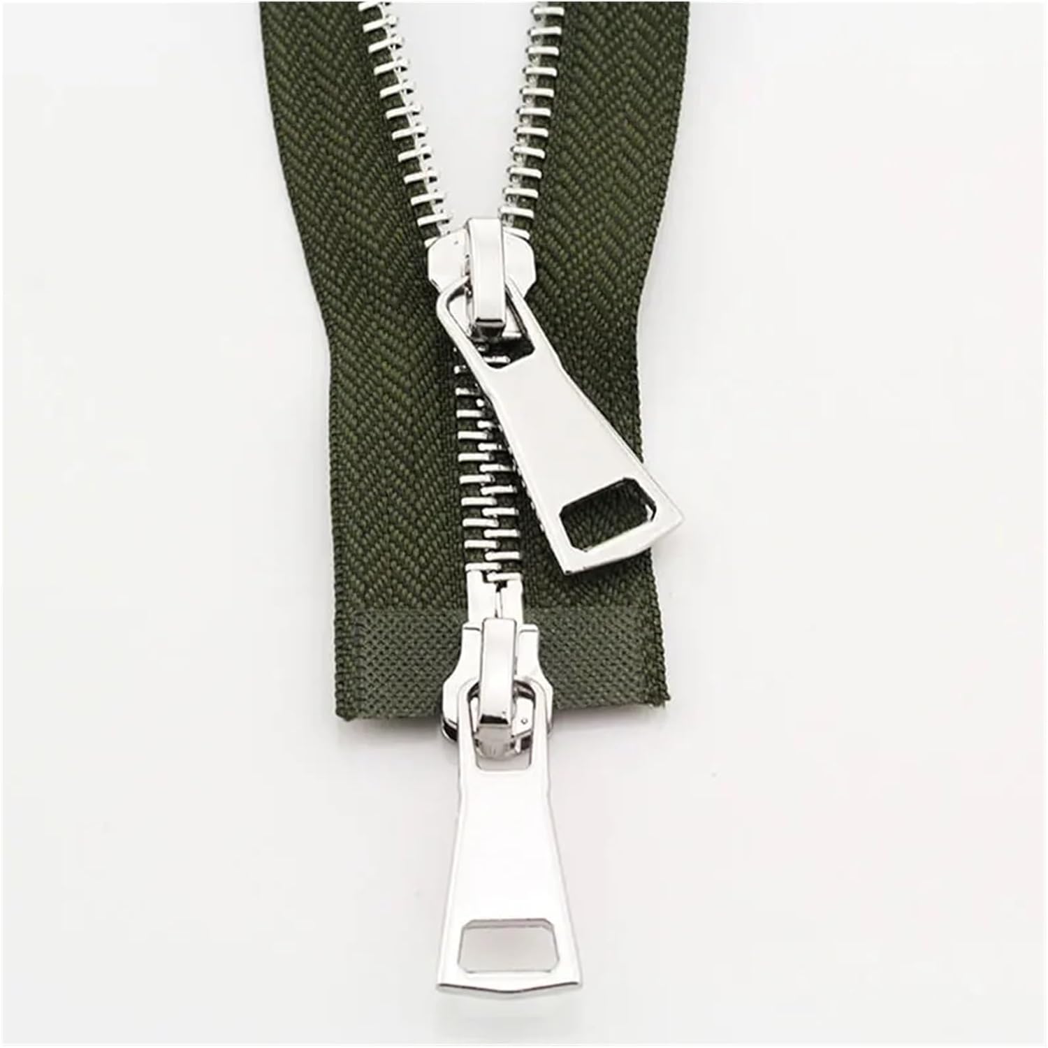 Metal Teeth Zipper, 70/90cm Double Slider Two-Way Zipper Metal Zippers for Jacket Sewing Garment Accessories Handmade Supplies(Green,90cm)