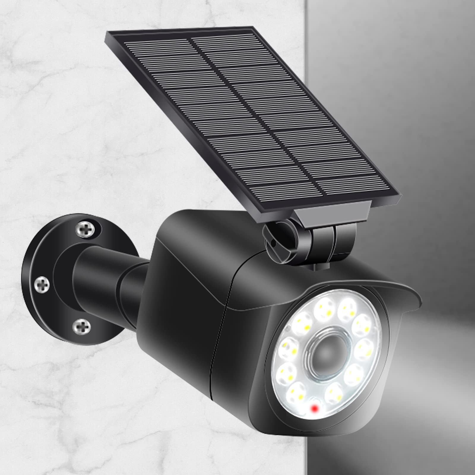 Solar Security Lights Outdoor, Dummy Camera 1000LM Super Bright Spotlight Solar Lights with PIR Motion Sensor IP65 Waterproof LED Floodlight Outdoor Wall Light for Garden, Backyard, Garage