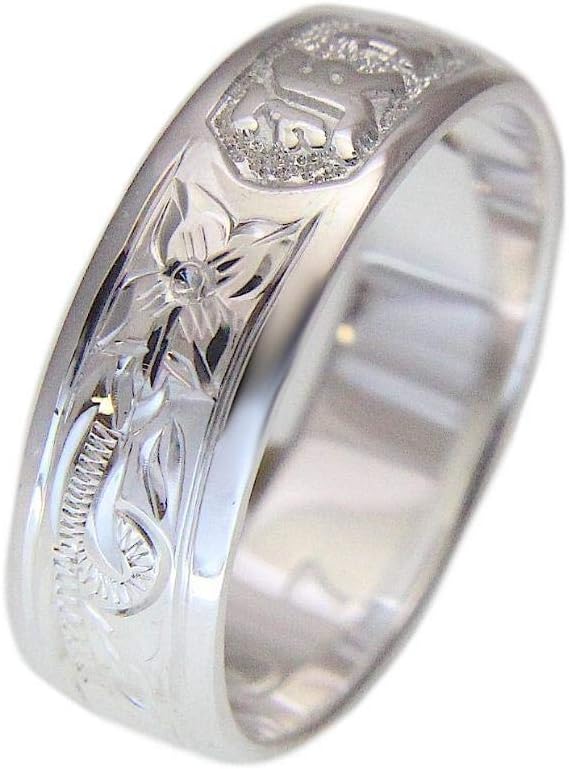 925 sterling silver Hawaiian plumeria scroll raised kuuipo smooth edge 6mm band ring size 3-14