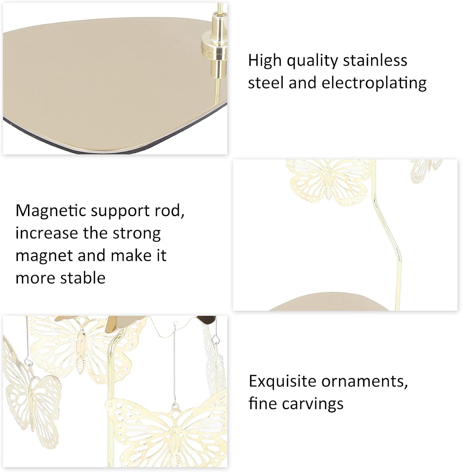 Round Triangular Tray Rotating Candlestick Scented Candle Romantic Revolving Lantern Creative Table Rotating Candle Holder, Spinning Candle Holder for Home Decoration, Party, Candlestick (Butterfly)