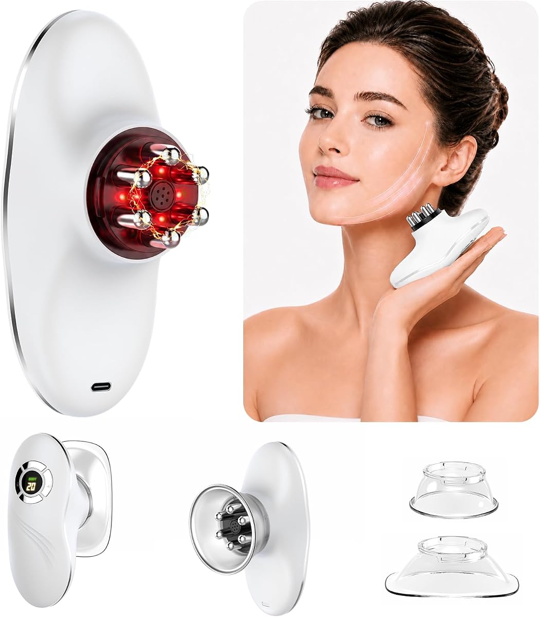 4-in-1 Face & Body Massager, 9-Level Suction,Cupping,Heat & Red Light Mode