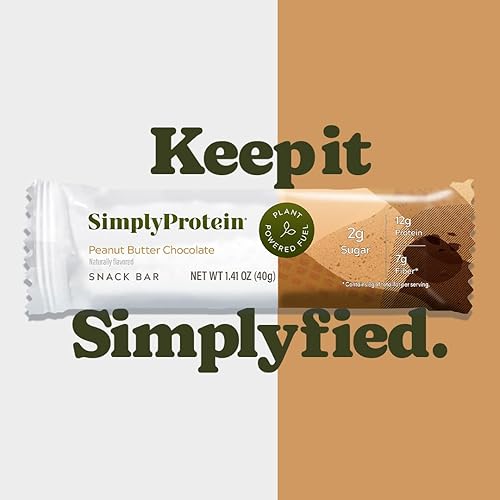 Miniatura 5 de SimplyProtein Barras de proteína veganas  Barra a base de plantas de chocolate con mantequilla de maní, 0.42oz de proteína, 0.07oz de azúcar, sin
