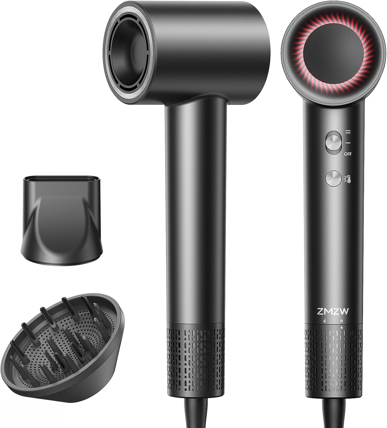 Asciugacapelli Ionico, Phon Capelli Professionale 160.000 Giri/min, Flusso d’Aria 36 m/s, Asciugatura Rapida, 500M Ioni Negativi, Controllo Intelligente, Leggero e Silenzioso, Diffusore Magnetico