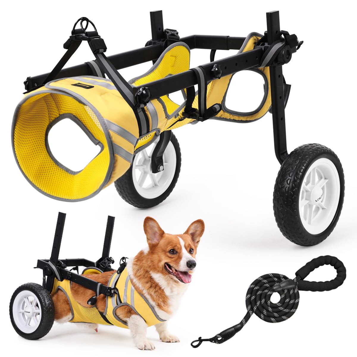 dog wheelchair for back legs large, upgraded heavy duty wheelchair for medium & large dogs, adjustable dog carts with wheels for disabled hind legs, all-terrain tires dog wheels for back legs