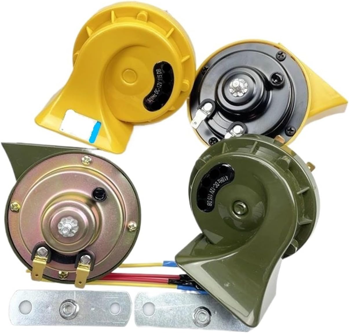 New 12V24V Snail Horn Super Loud Waterproof High And Low Double Tone For Car Truck Motorcycle(Army Green 12v pair)