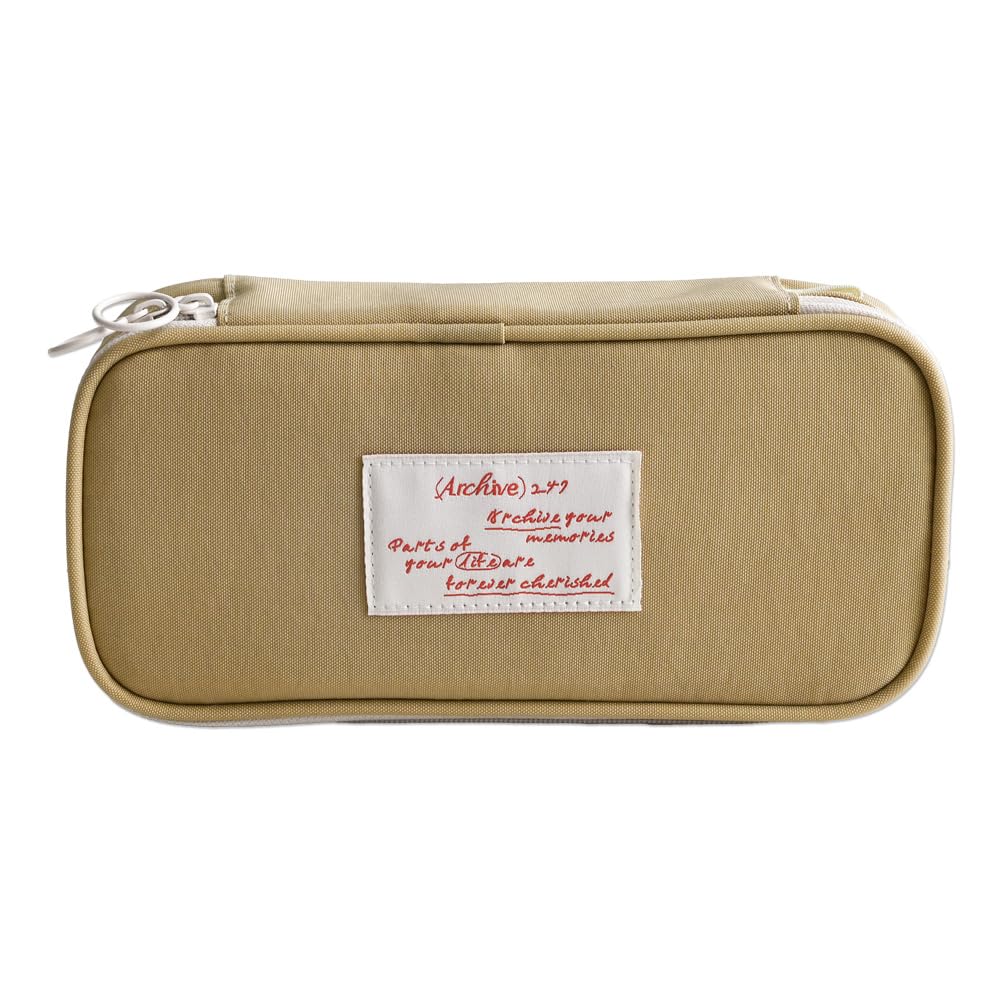 Monolike Archive 247 Standard Pencil Case, Sand Beige - Pen Pouch, Portable Pencil Bag, Office Pouch case