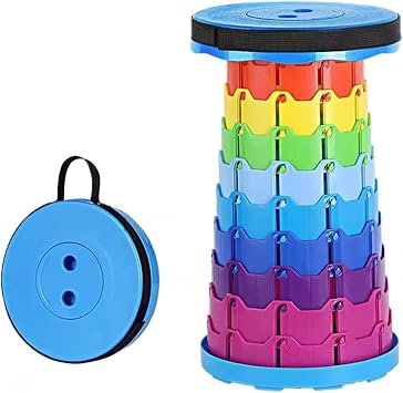 Round Rainbow Folding Stool - Portable Camping Stool | Lightweight Collapsible for Outdoor, Picnic, Beach, Travel, Hiking - Durable & Compact Design