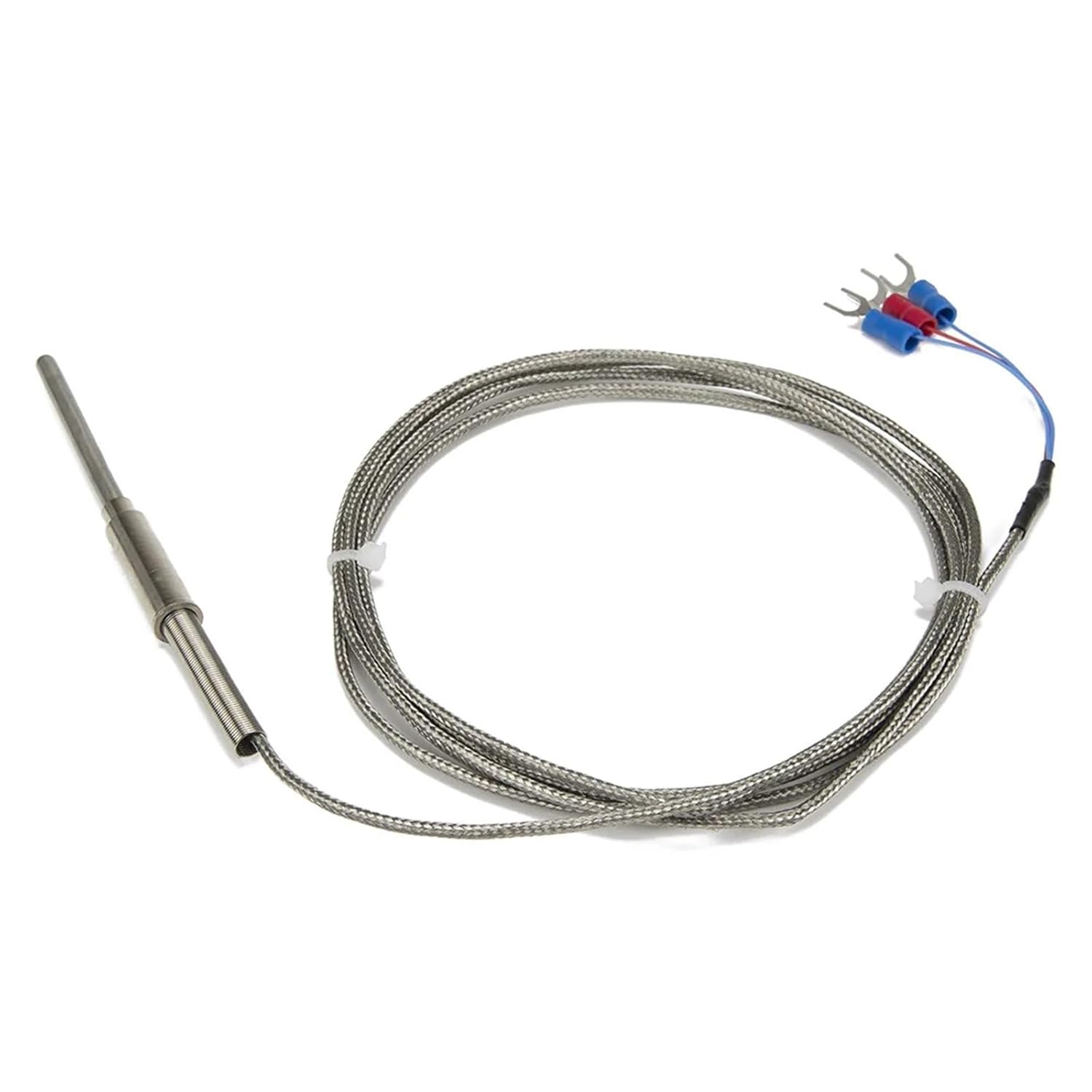 FTARP08 PT100 Type 50mm Flexible Probe 2m Metal Braided Cable sheathed RTD Temperature Sensor(B 5mm Diameter)