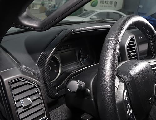Miniatura 6 de Nicebee Juego de 11 piezas de decoración de tablero de tablero de control central de ABS compatible con Ford Raptor F150 2015-2020 (grano de fibra