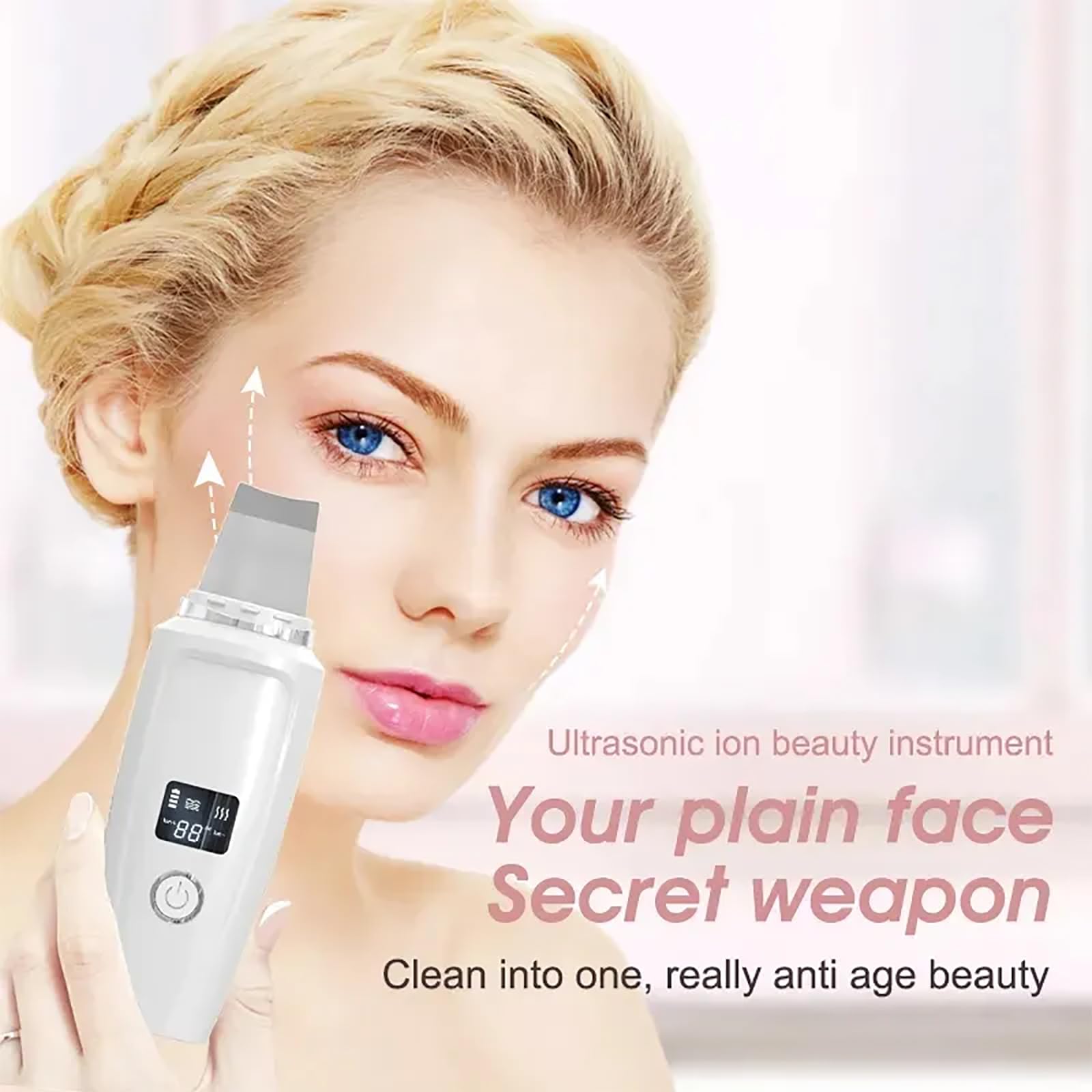 Peeling Ultradźwiękowy, Peeling Do Skóry Twarzy Z Wyświetlaczem LED, 3 Funkcje Ogrzewania I 4 Regulowane Tryby Czyszczenia, Wibracje O Wysokiej Częstotliwości 24000 Razy Na Minutę, Do Domu