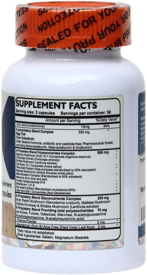 Transfer Factor Enhanced, 100 Natural Capsules, Immune Support - Transfer Factor Multi Immune from Cow Colostrum, Egg Yolk & Special Blend of Mushrooms - Image 8