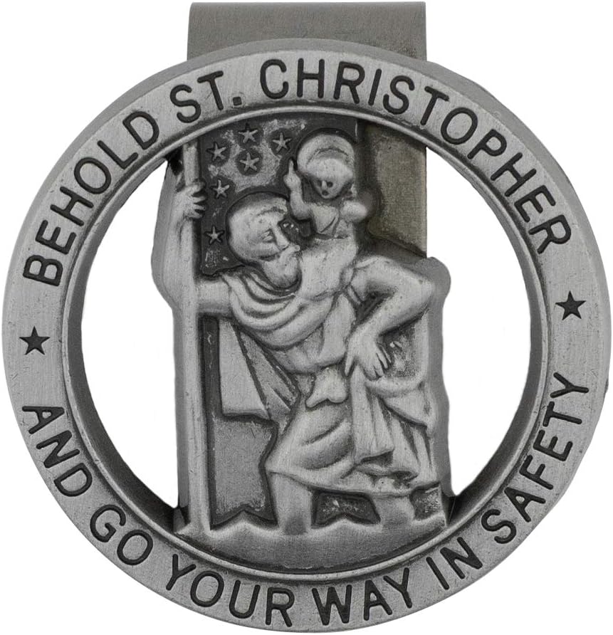 VenerareSaint Christopher Visor Clip | Patron Saint of Travelers and Motorists | Behold St. Christopher and Go Your Way in Safety | Great Catholic Gift for New Drivers and Car Owners