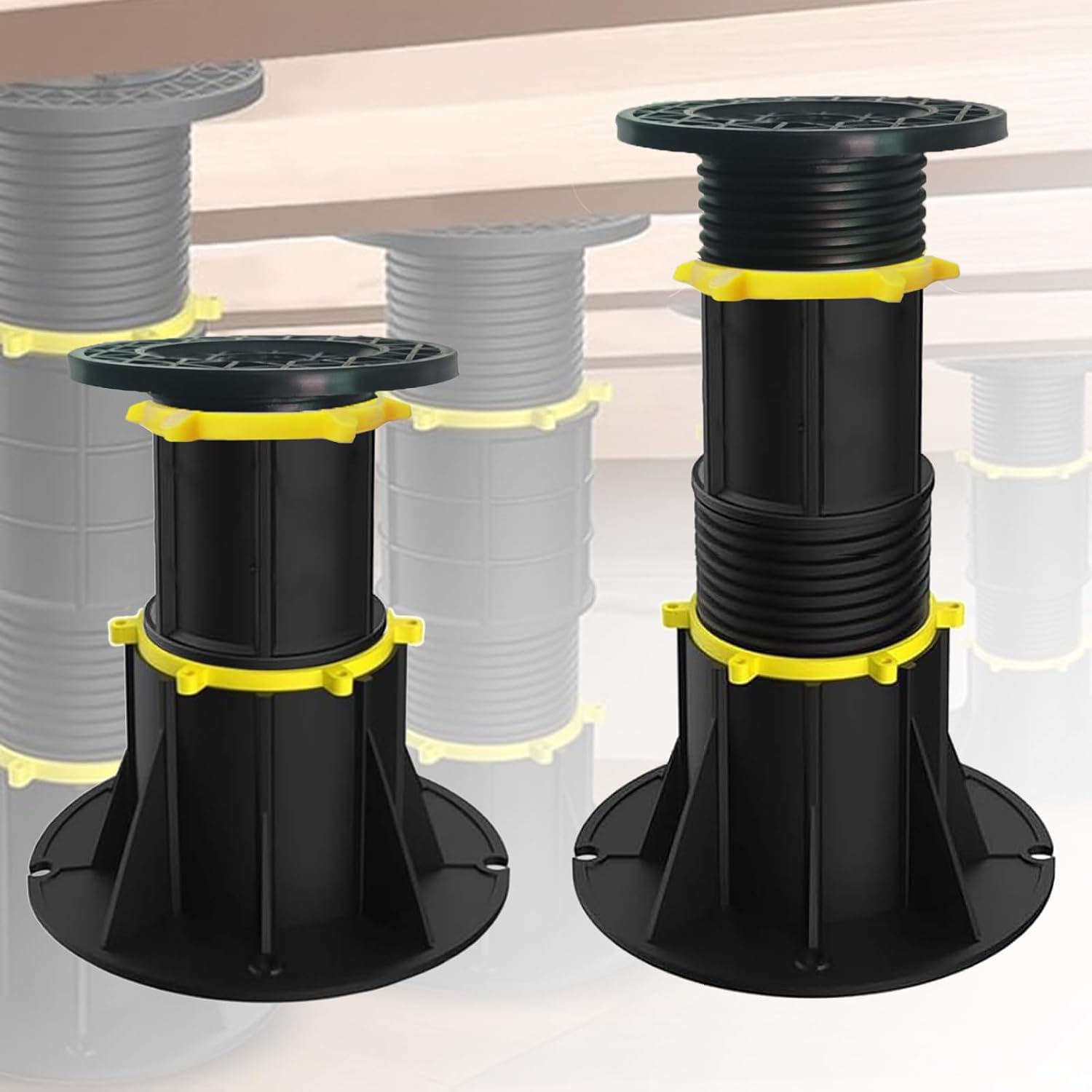 Adjustable Bed Support Legs 2PCS (7.87"-13"), Heavy Duty Bed Frame Support with 4 Anti-Shake Rings, Tool-Free Odorless for Home/Wooden Furniture