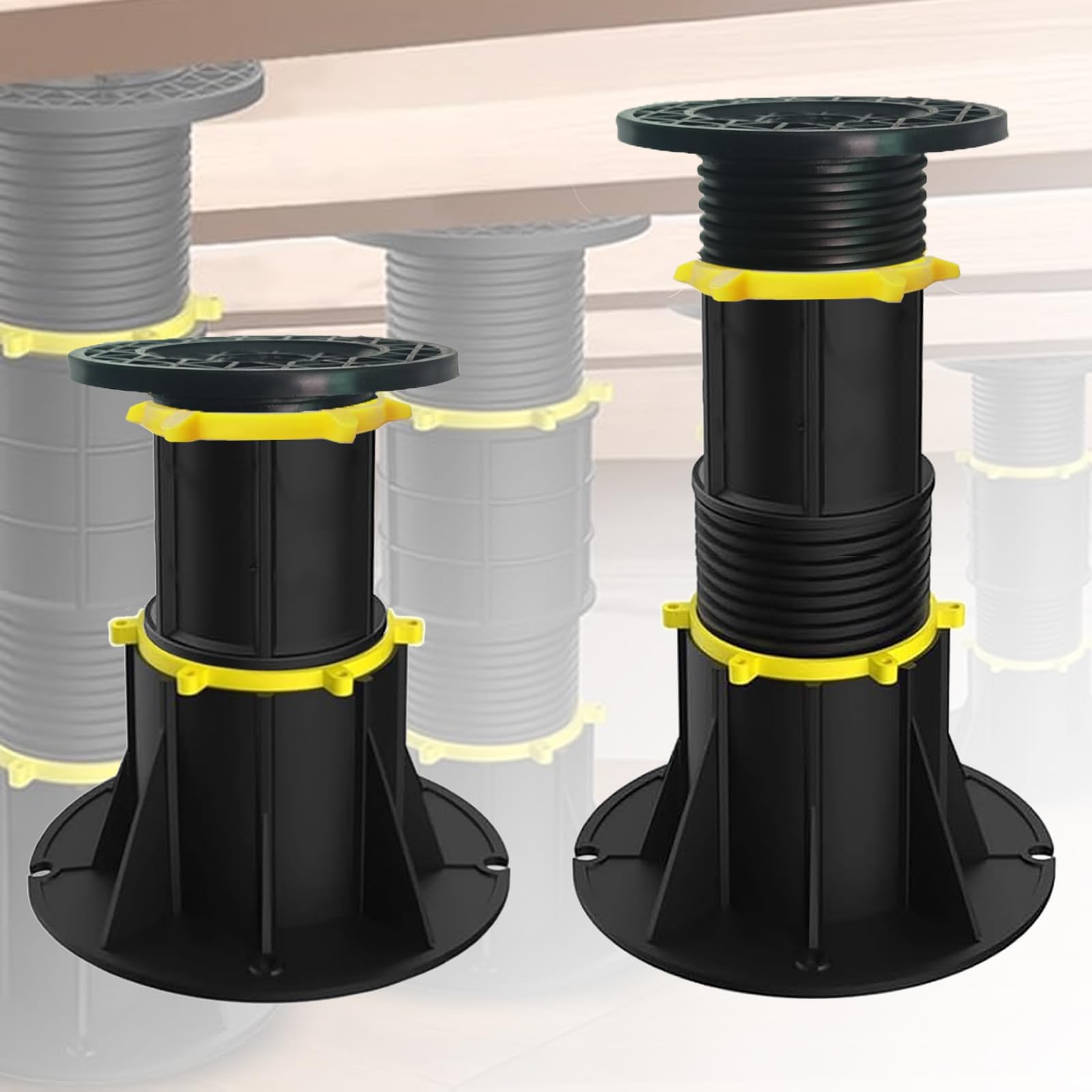 Adjustable Bed Support Legs 2PCS (7.87"-13"), Heavy Duty Bed Frame Support with 4 Anti-Shake Rings, Tool-Free Odorless for Home/Wooden Furniture