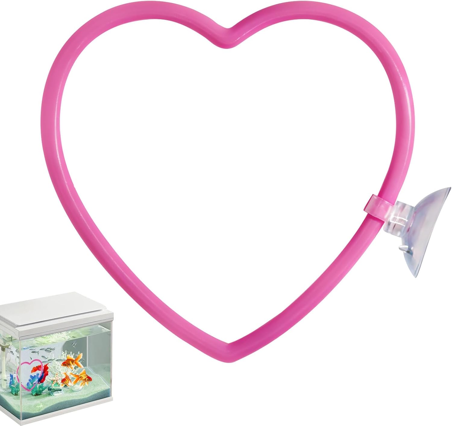 Heart Betta Fish Tank Decor Accessories, Pink Betta Fish Toys Decorations Supplies for Aquariums, Cute Design Not Easily Damaged Pink Aquariums Accessories