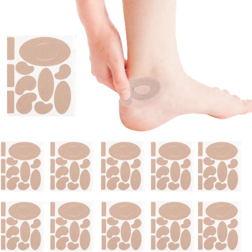 Moleskin Tape, Blister Prevention, Flannel Adhesive Pads, Feet Tape, Heel Stickers, Feet Fabric Padding, 11 Shape-Blister Pads for Fingers, Toes, Heel. (121 Pieces)