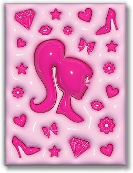 Brooke & Vine Pink Doll Girl Room Decor UNFRAMED Pink Aesthetic Decorations Girls Room Wall Art Prints Tween Bedroom, Dorm, Desk - 3D 12 x 16