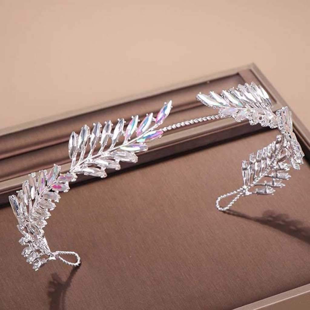 JFDBGU Glitter Crystal Foglie Foglie di Capelli Gioielli Rhinestone Hairband Bride Abito da Sposa Abito da Sposa Accessori per Capelli