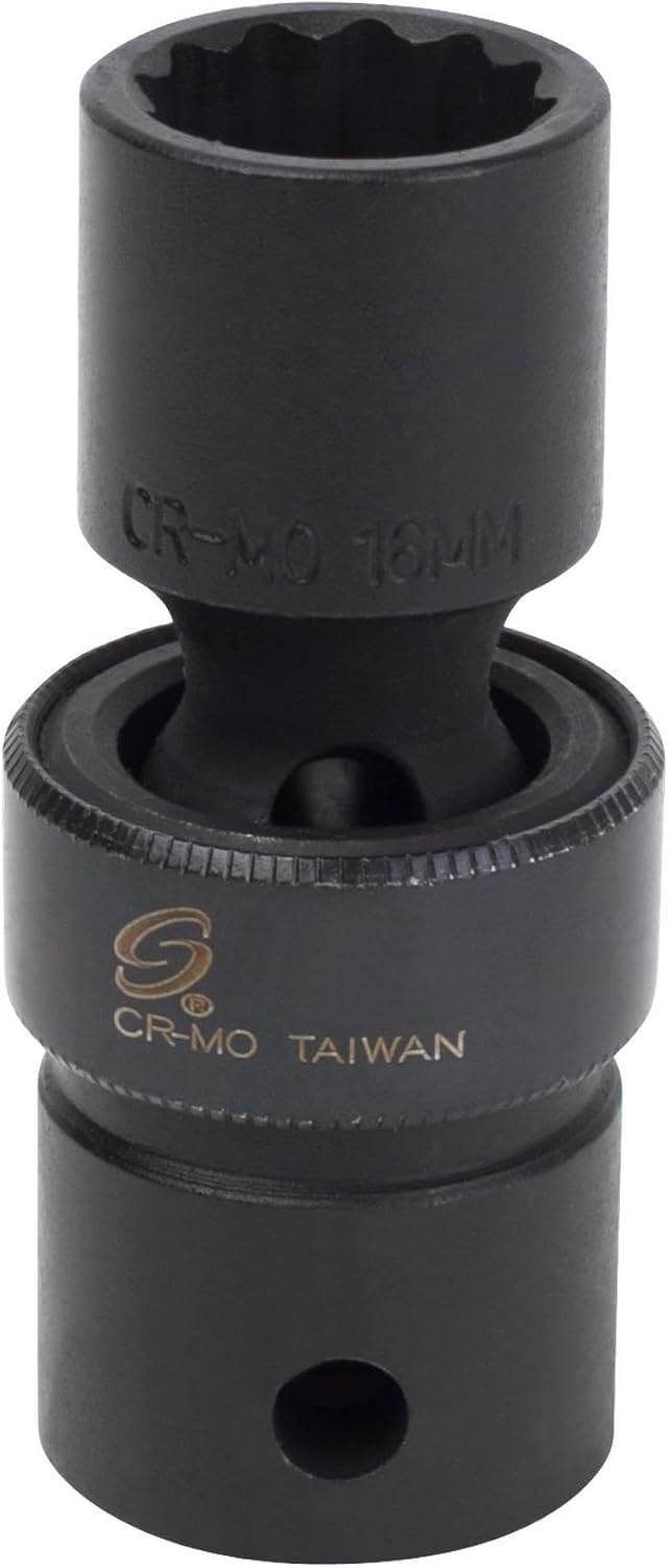 SUNEX Tools 1/2 in. Drive 15mm 12-Point Universal Impact Socket, CR-MO Steel, Model 215ZUM