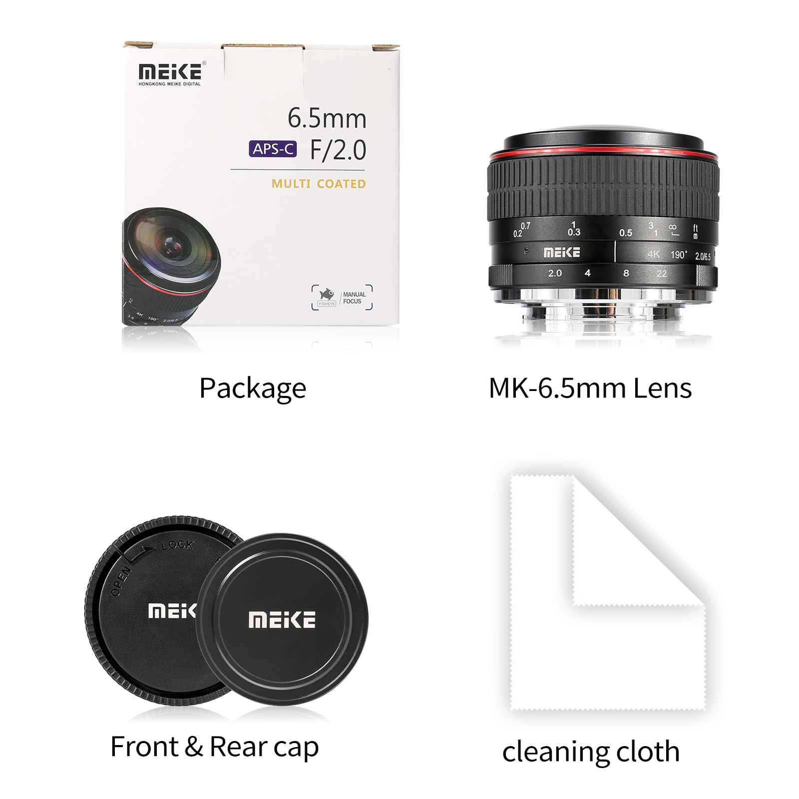Meike Lente ojo de pez ultra ancha de 6,5 mm f2.0 lentes circulares fijas para cámaras Sony E Mount Mirrorless ZV-E10 ZVE10 II A5000 A5100 A6000 A6100 A6300 A6400 A6500 A6600 A7III A9 NEX 3 3 N