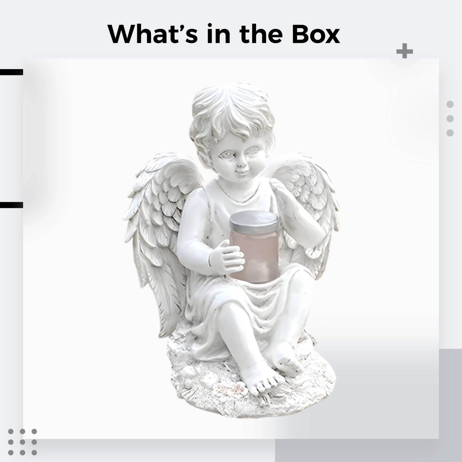 Statua di angelo da giardino in resina, lanterna ad energia solare, 14 x 15 x 20 cm, decorazione da cortile esterna resistente alle intemperie, posa seduta, micro statuetta di paesaggio