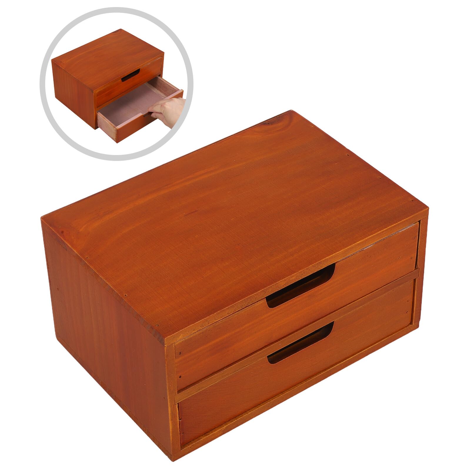 Tofficu Mobiletto in Legno a Due Cassetti per Scrivania, Organizer Compatto da Tavolo per Piccoli Spazi, Cassettiera Decorativa Multifunzionale per Ufficio e Studio