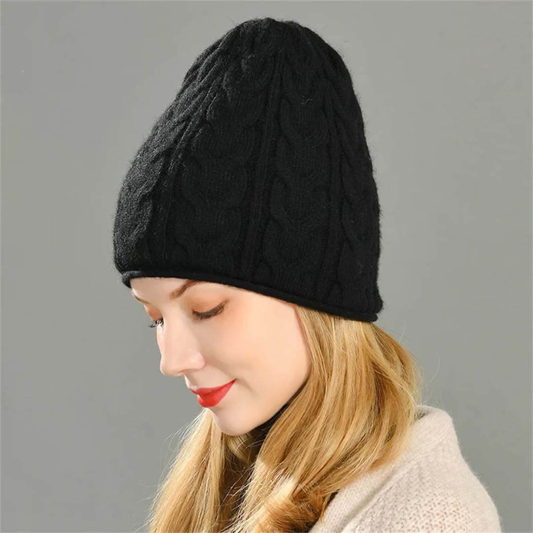 Gorros Para Mujer, Gorro De Invierno Cálido De Doble Capa, Mezcla De Lana, Gorros Tejidos, Gorro Con Patrón Torcido