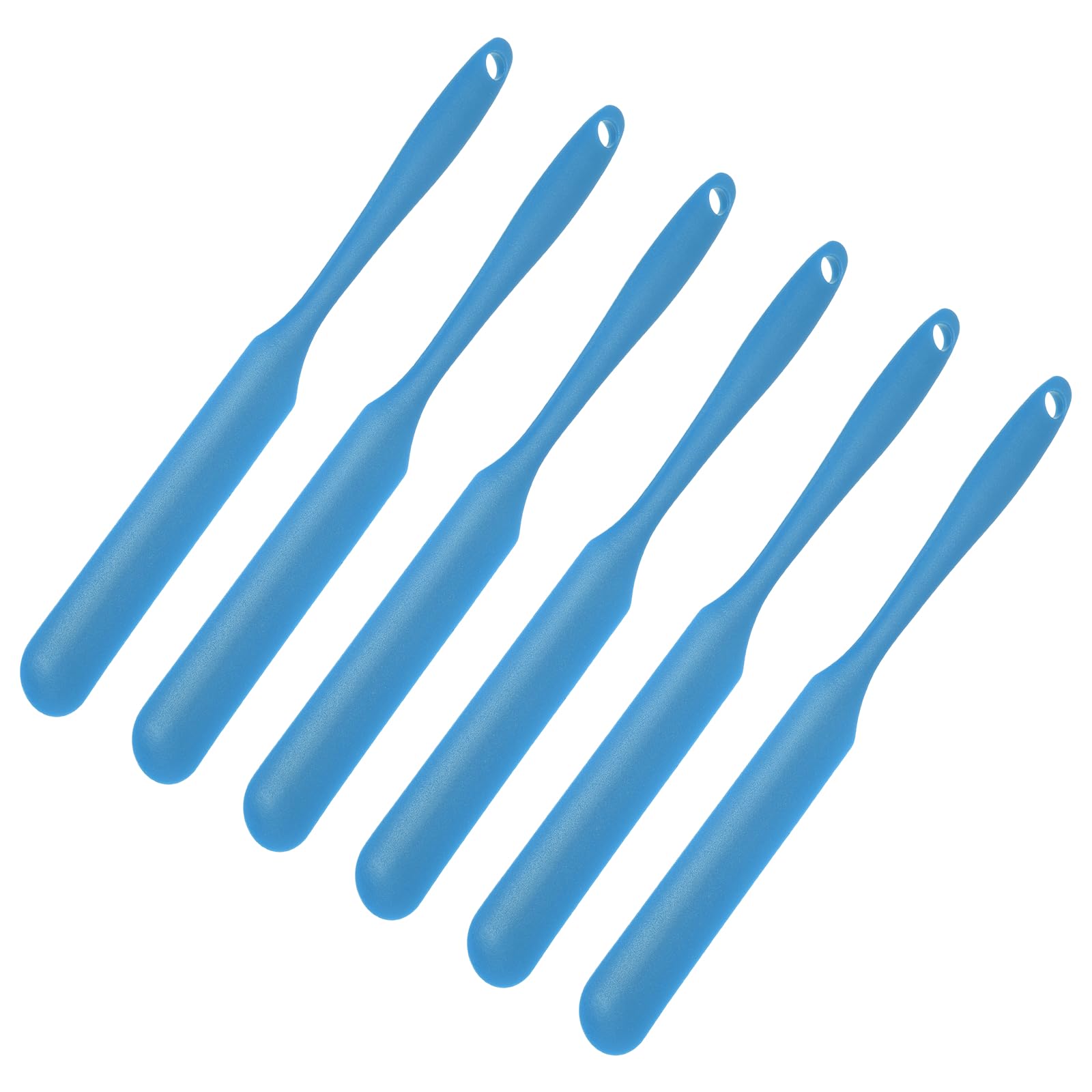 sourcing map 6Pcs Silicone Jar Spatulas, 9.5" Long Handle Thin Spatula Heat Resistant Jam Spreader for Scraping Peanut Butter Sourdough Cake Icing in Bottles Blenders Baking, Blue