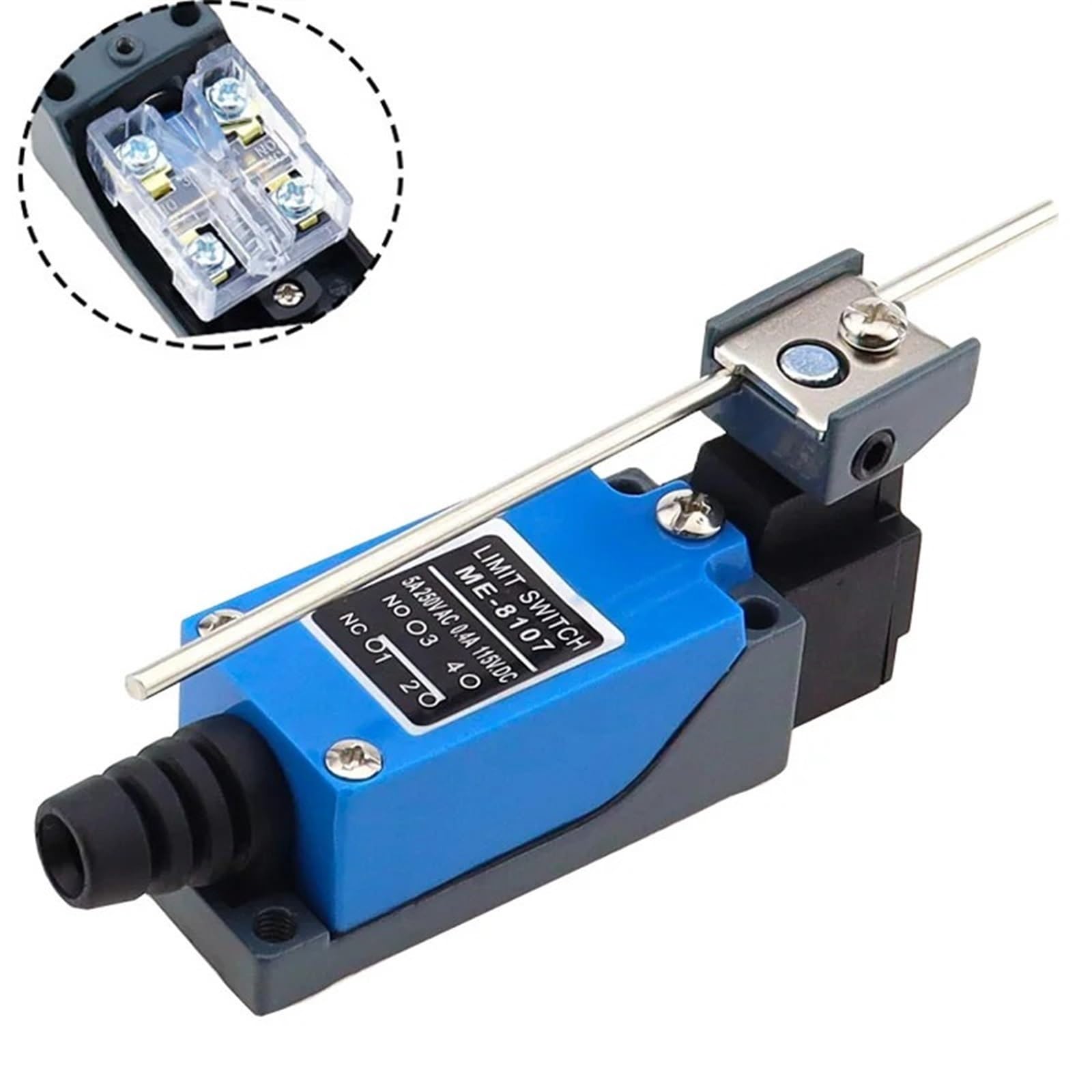DMBGRXJF ME-8107 250VAC 5A 115VDC 0.4A Rotary Lever 1NO+1NC Momentary Limit Switch Momentary 1Pcs