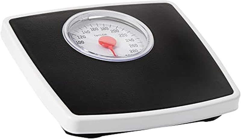 Battery Free Analog Scales for Body Weight, 330LB Capacity, Easy to Read Large 4.25-inch Dial, 10.3 x 10.6-inch Vinyl Mat Platform, Black