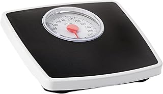 Battery Free Analog Scales for Body Weight, 330LB Capacity, Easy to Read Large 4.25-inch Dial, 10.3 x 10.6-inch Vinyl Mat Platform, Black