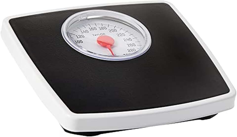 Taylor Battery Free Analog Scales for Body Weight, 330LB Capacity, Easy to Read Large 4.25-inch Dial, 10.3 x 10.6-inch Vinyl Mat P