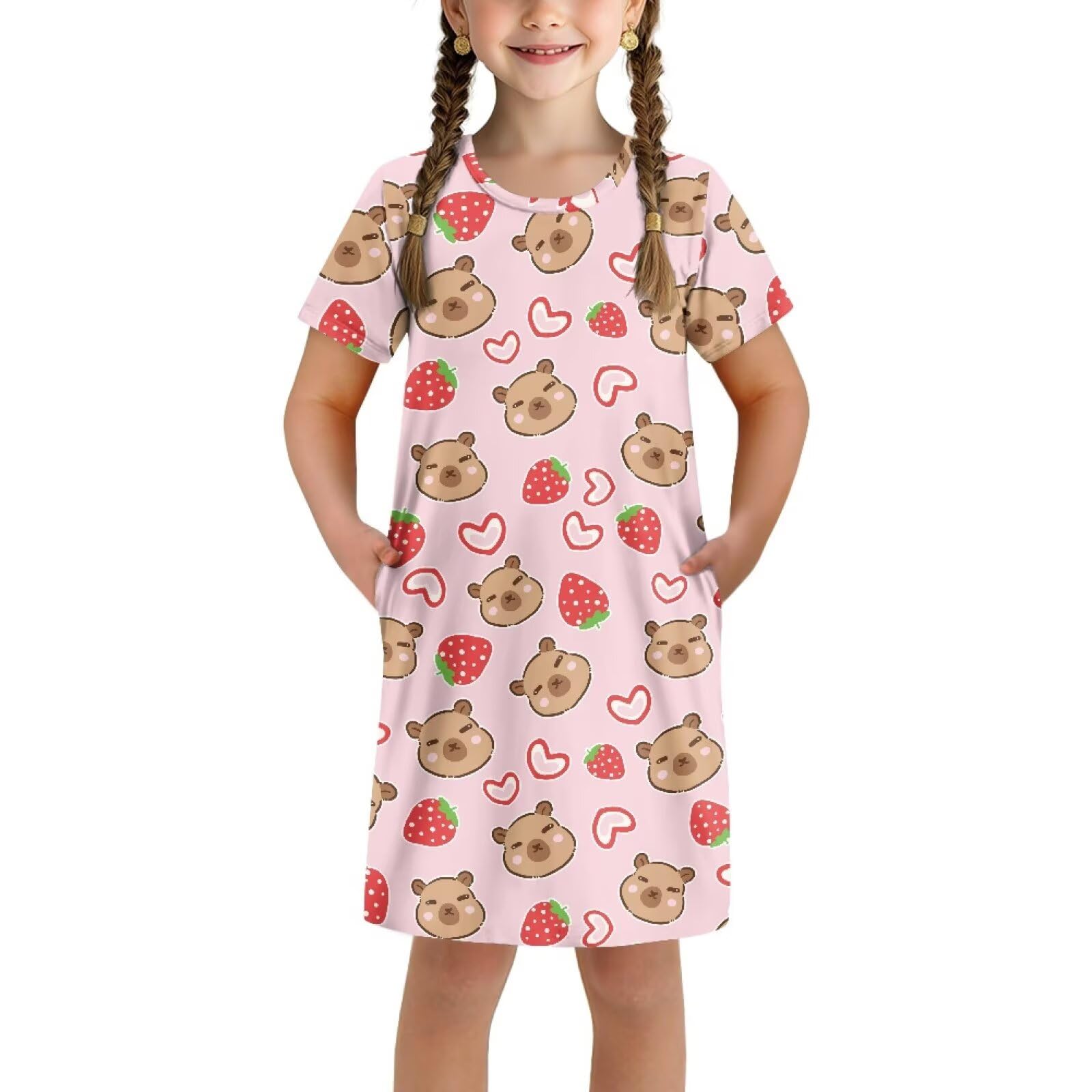 Camisón de manga corta para niñas 3-4, 5-6, 7-8, 9-10, 11-12, 13-14