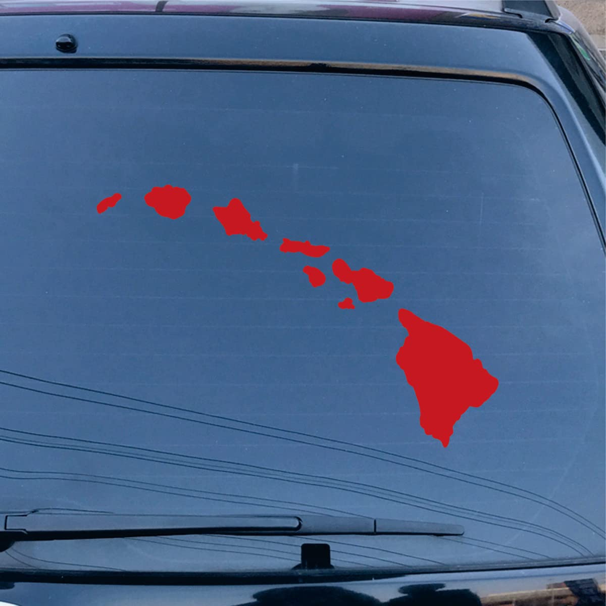 Hawaii Map Outline Decal Sticker Hawaiian Islands State Car Vinyl Choose Size Color (20'' x 13.1" (50.8cm x 33.2cm), Red)