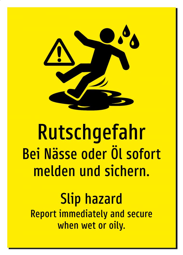 34723-DEEN-S-06 | Rutschgefahr/Slip hazard Schild | Deutsch Englisch