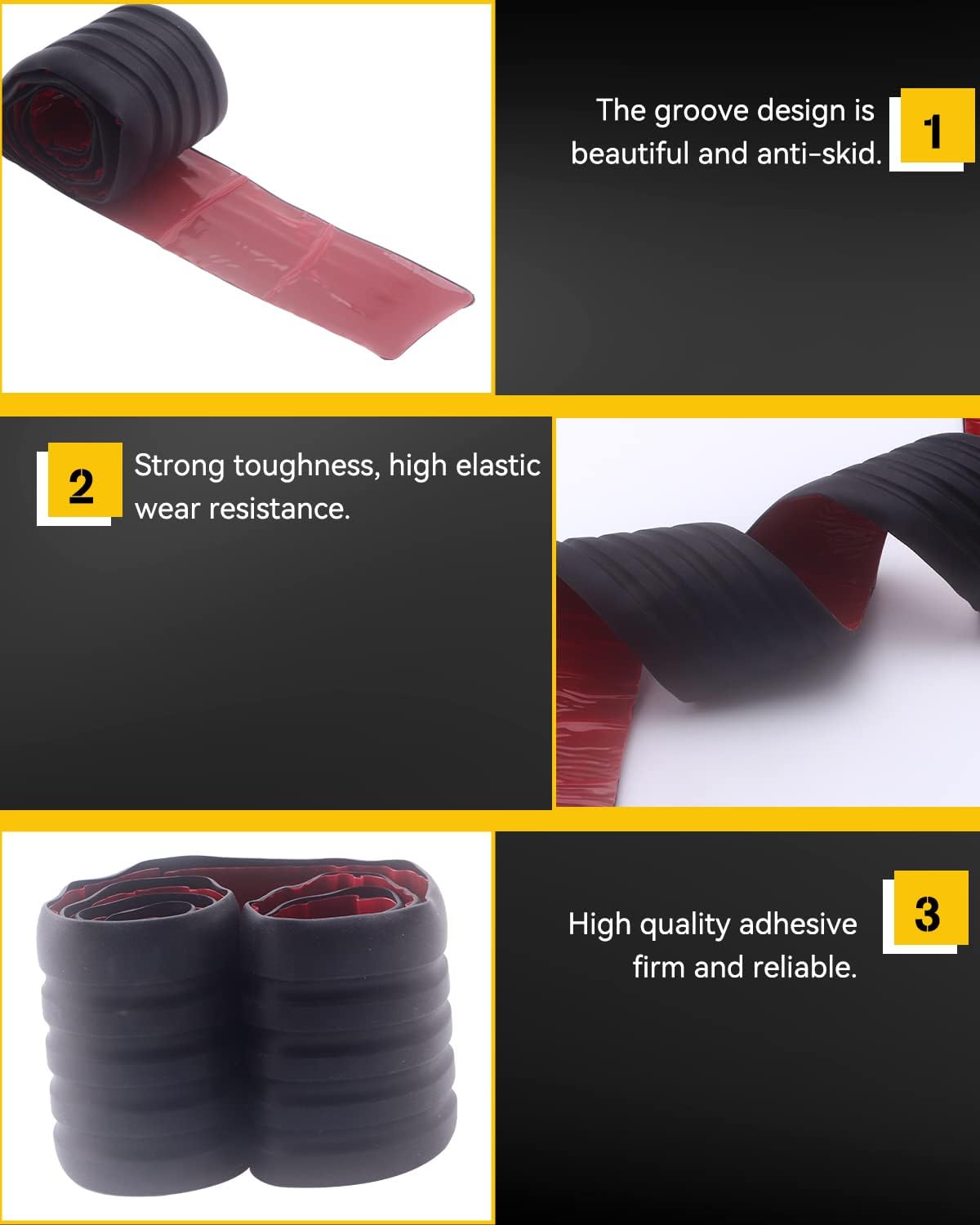 EverBrightt Trunk Rubber Protection Strip Car Rear Bumper Protector Cover with 3M Tape Black Set of 1