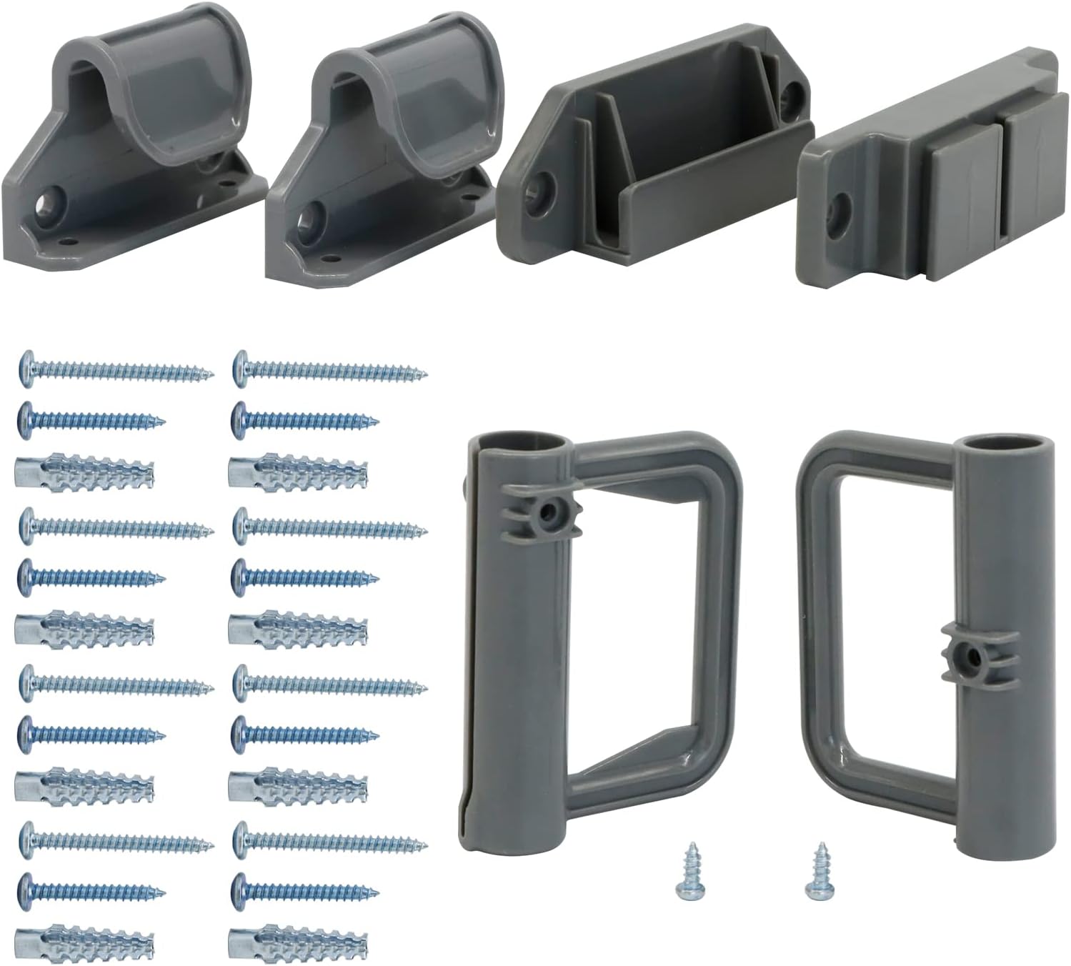 WOMHOM Retractable Baby & Dog Gate Accessories (Grey) - Full Set Mounting Kit with Brackets, Latches, Screws - Replacement Parts for WOMHOM Gates