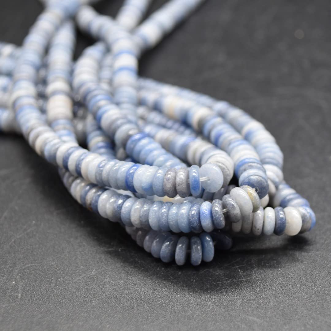 Blue Aventurine Semi-Precious Gemstone Rondelle/Spacer Beads - 6mm x 2mm - 15'' Strand