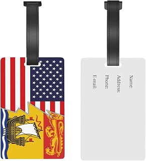 Flag of New Brunswick and America Luggage Tags for Suitcases Travel Tags ID Labels for Women Men Travel Bag Luggage Accessories
