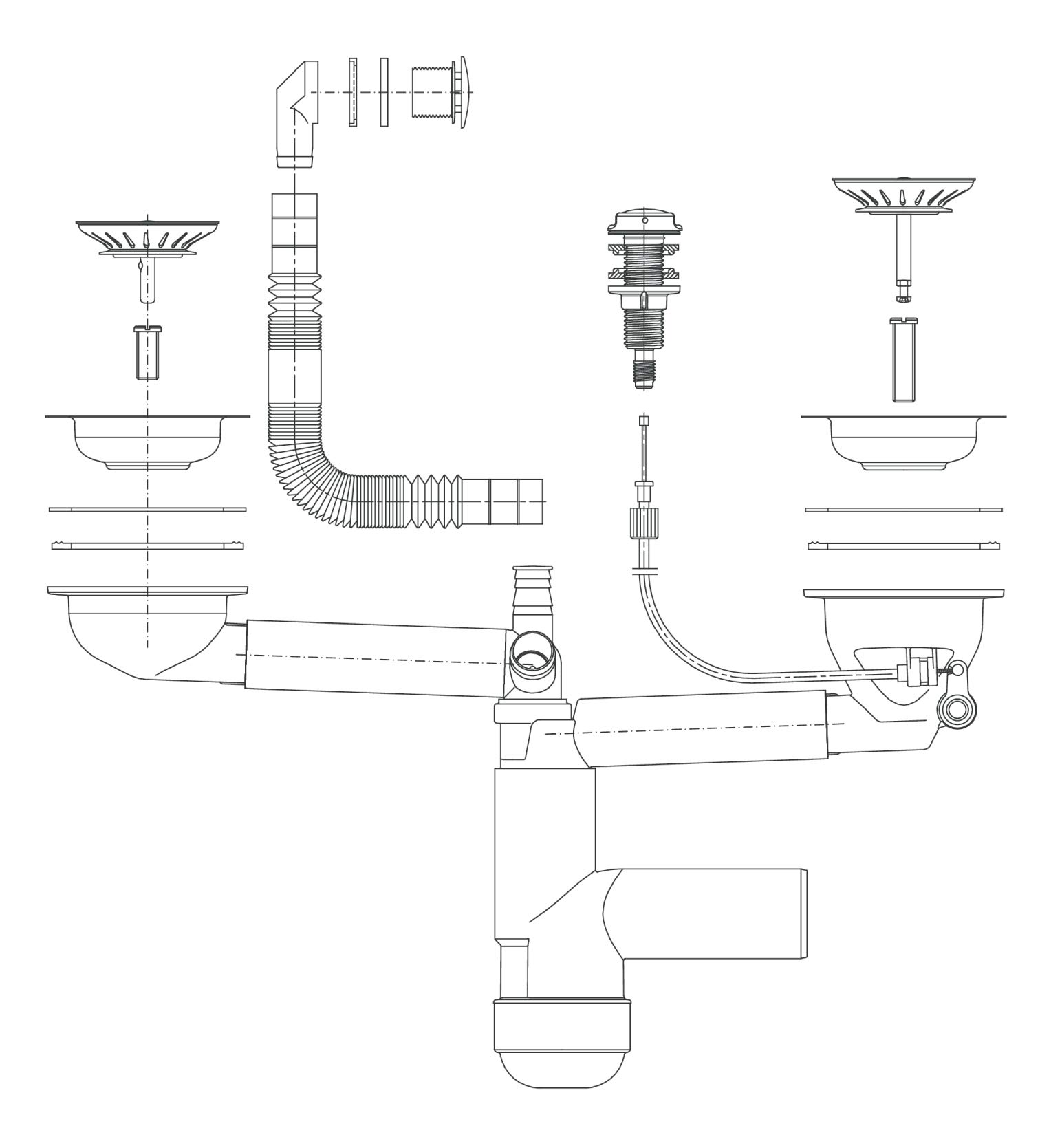Deante Siphon ZXY 9918 - Sifón para fregadero, color gris